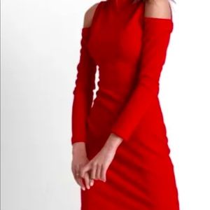 Express long sleeve cut out shoulder mini dress